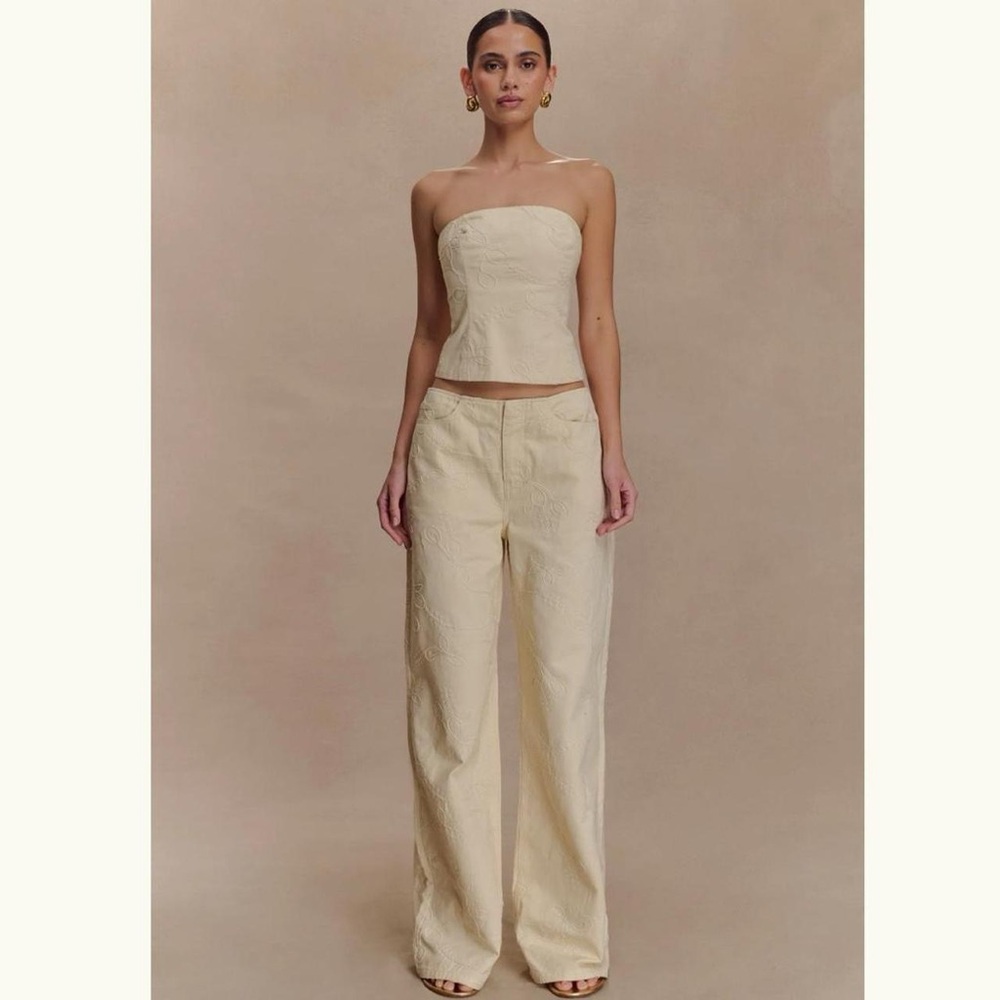 Ebony Embroidered Denim Corset and Jeans Set